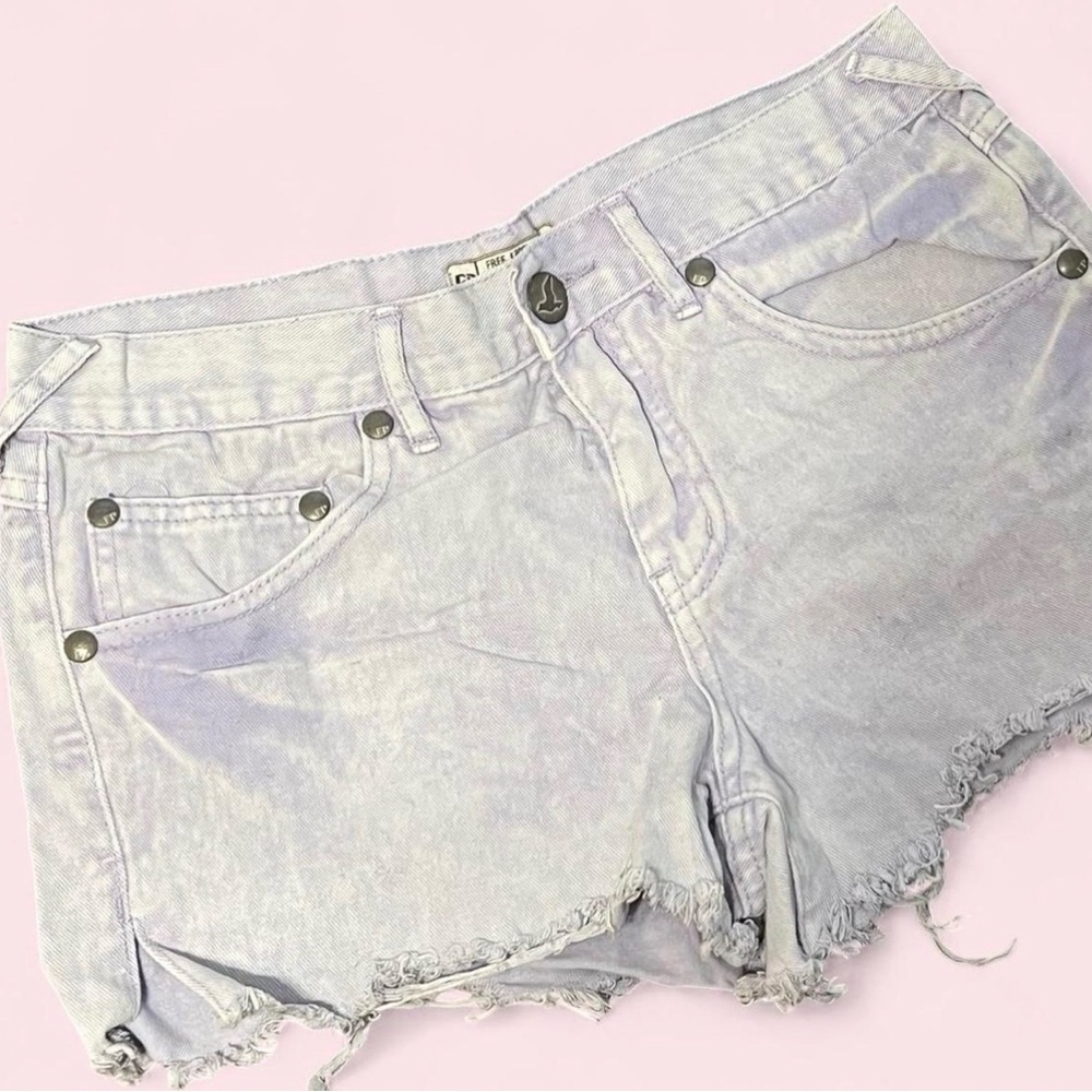 24hr SALE 🔥 Free People Light Lavender Distressed Denim Cutoff Shorts